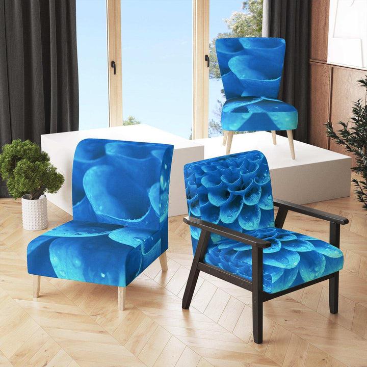 Large Light Blue Flower and Petals - Floral Accent Chair