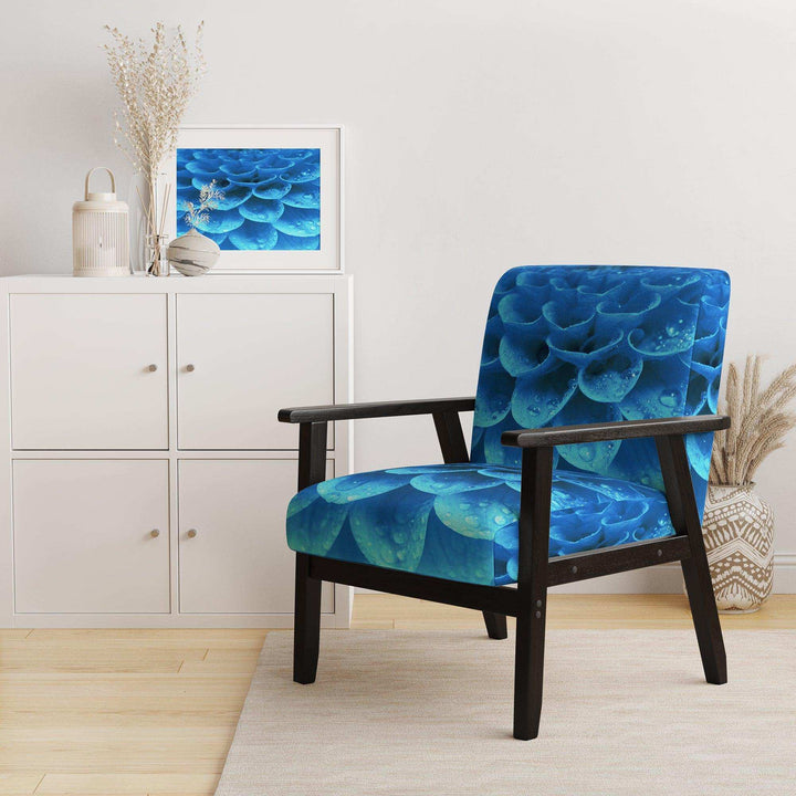 Large Light Blue Flower and Petals - Floral Accent Chair
