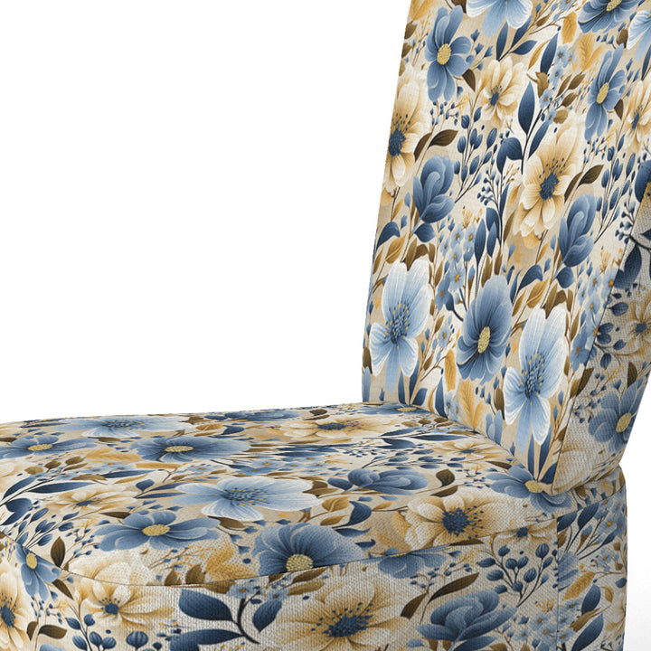 Blue &amp; Ivory Coastal Dreams Floral Pattern - Cottage Accent Slipper Chair