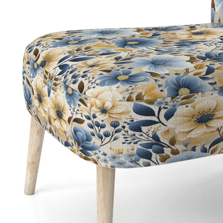 Blue &amp; Ivory Coastal Dreams Floral Pattern - Cottage Accent Slipper Chair