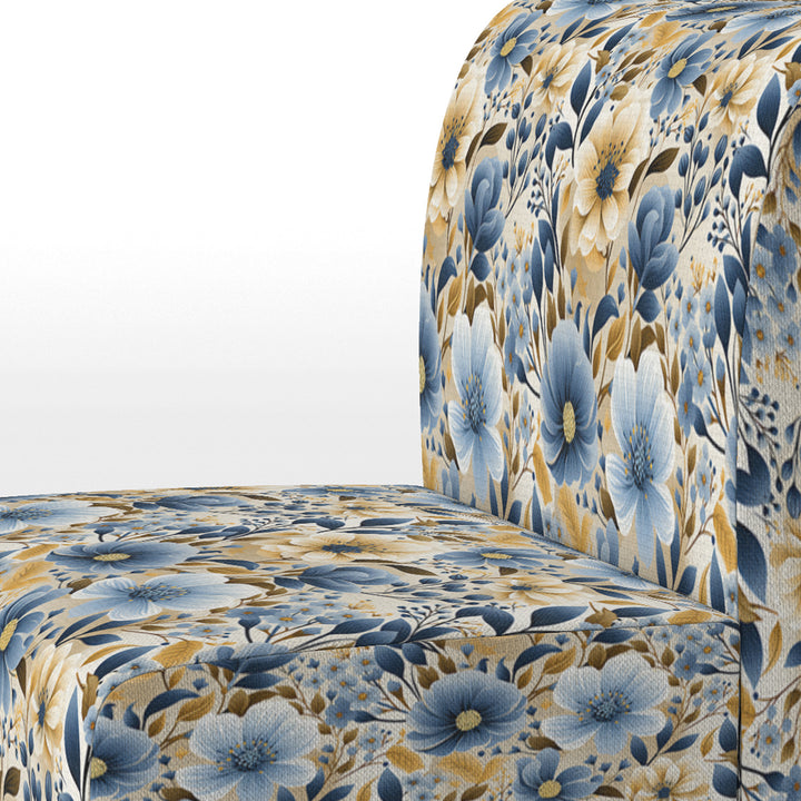 Blue &amp; Ivory Coastal Dreams Floral Pattern - Cottage Accent Slipper Chair