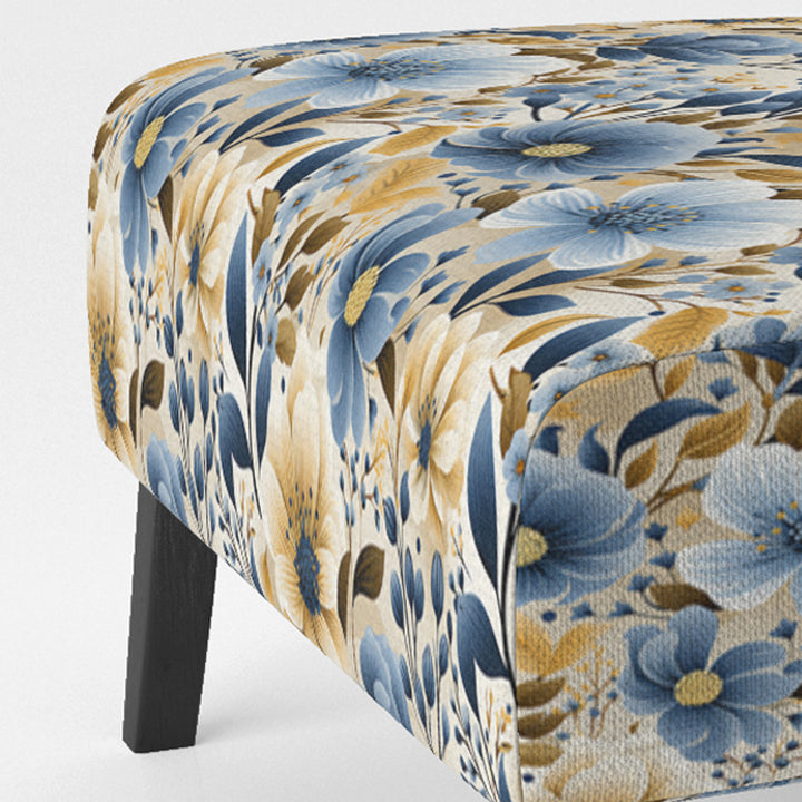 Blue &amp; Ivory Coastal Dreams Floral Pattern - Cottage Accent Slipper Chair