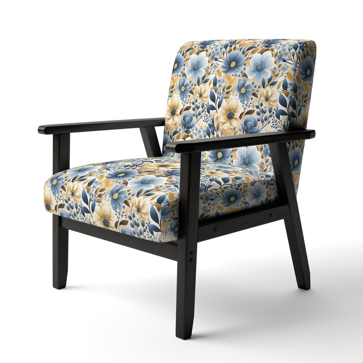 Blue &amp; Ivory Coastal Dreams Floral Pattern - Cottage Accent Slipper Chair