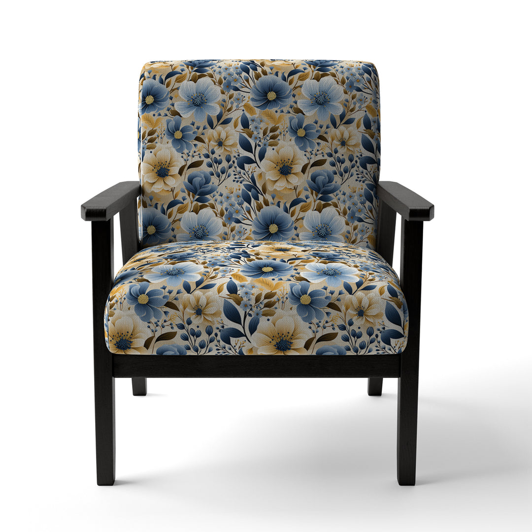 Blue &amp; Ivory Coastal Dreams Floral Pattern - Cottage Accent Slipper Chair
