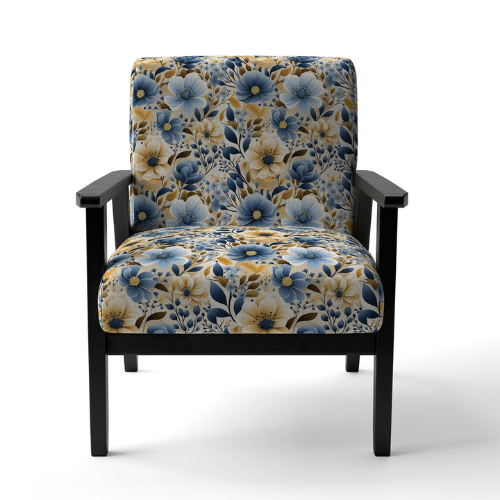 Blue &amp; Ivory Coastal Dreams Floral Pattern - Cottage Accent Slipper Chair