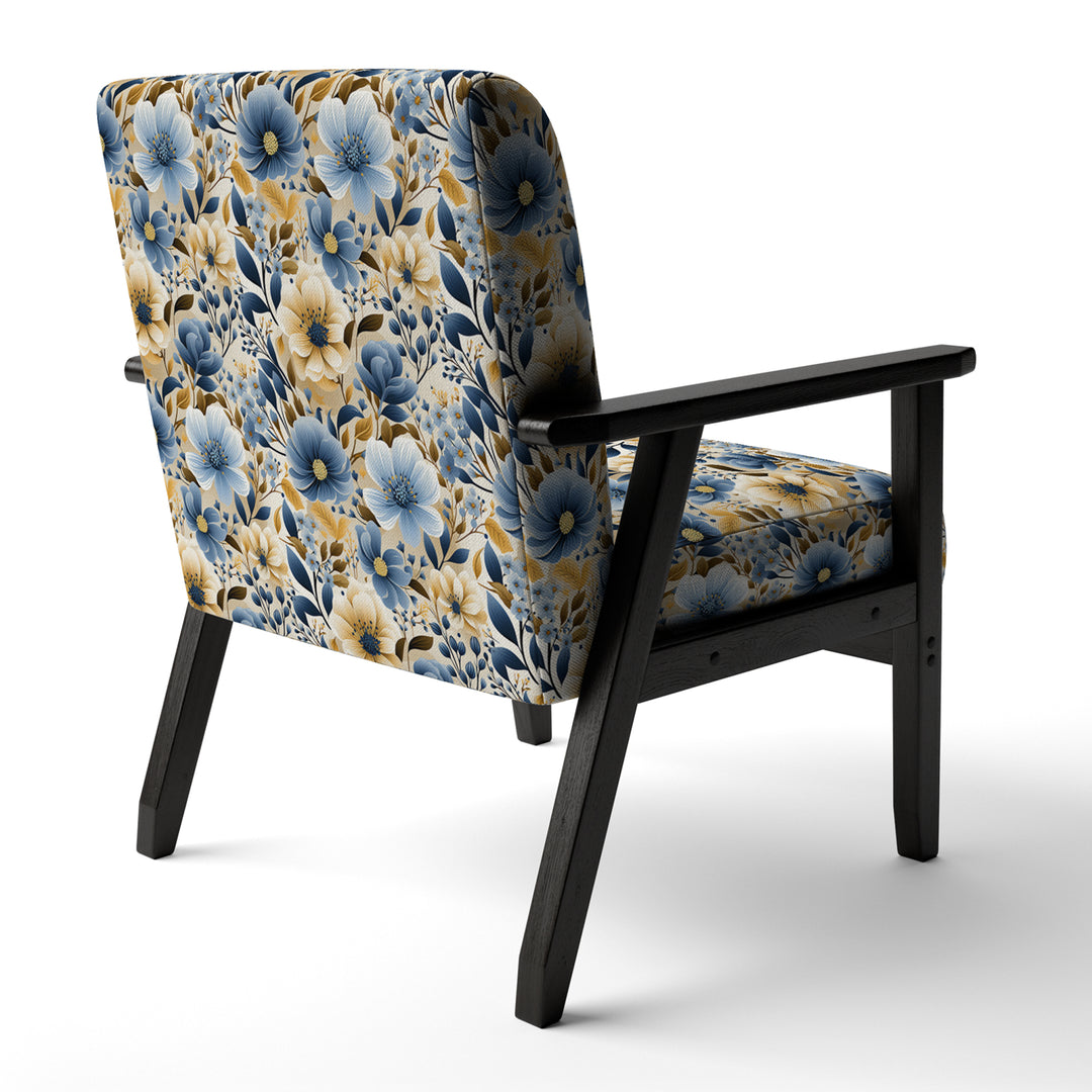 Blue &amp; Ivory Coastal Dreams Floral Pattern - Cottage Accent Slipper Chair