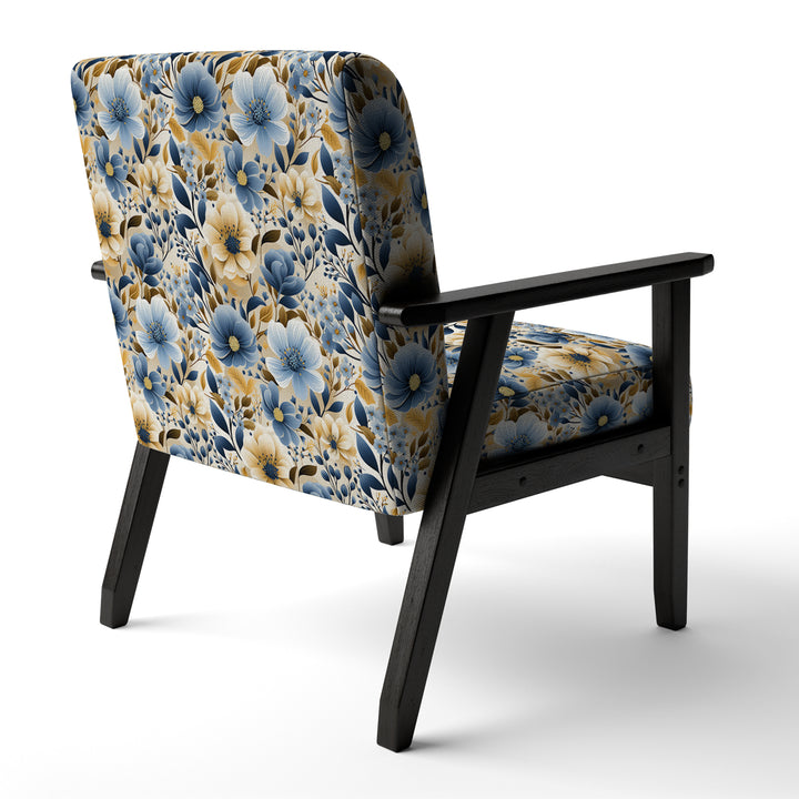 Blue &amp; Ivory Coastal Dreams Floral Pattern - Cottage Accent Slipper Chair