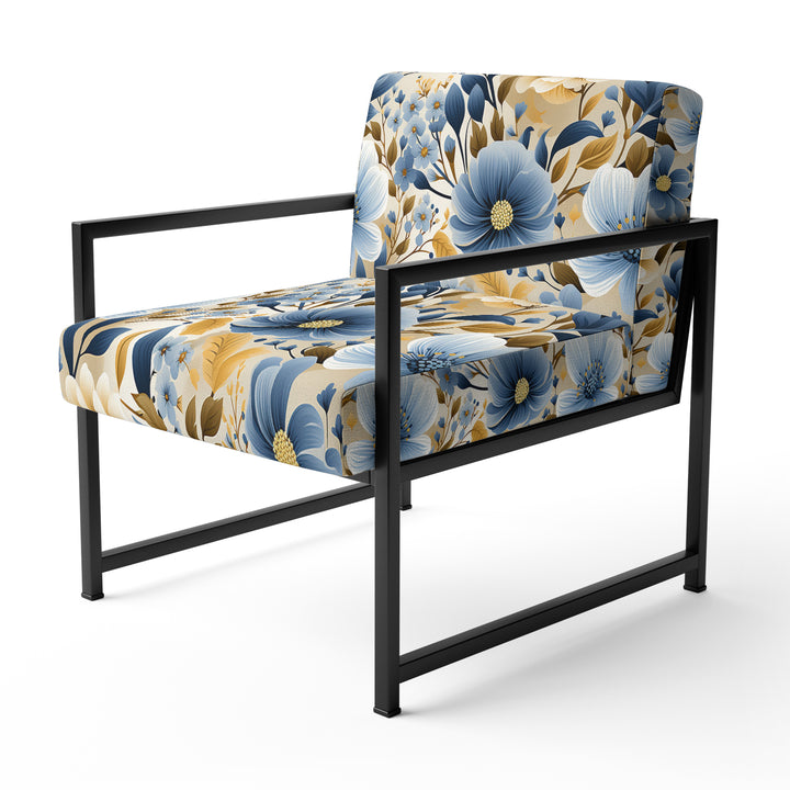 Blue &amp; Ivory Coastal Dreams Floral Pattern - Cottage Accent Slipper Chair