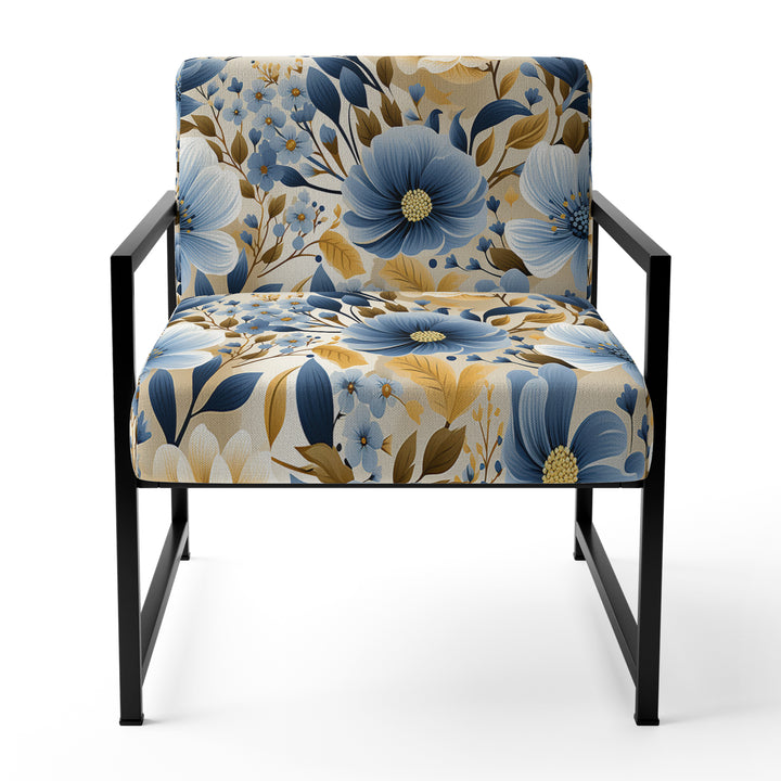 Blue &amp; Ivory Coastal Dreams Floral Pattern - Cottage Accent Slipper Chair