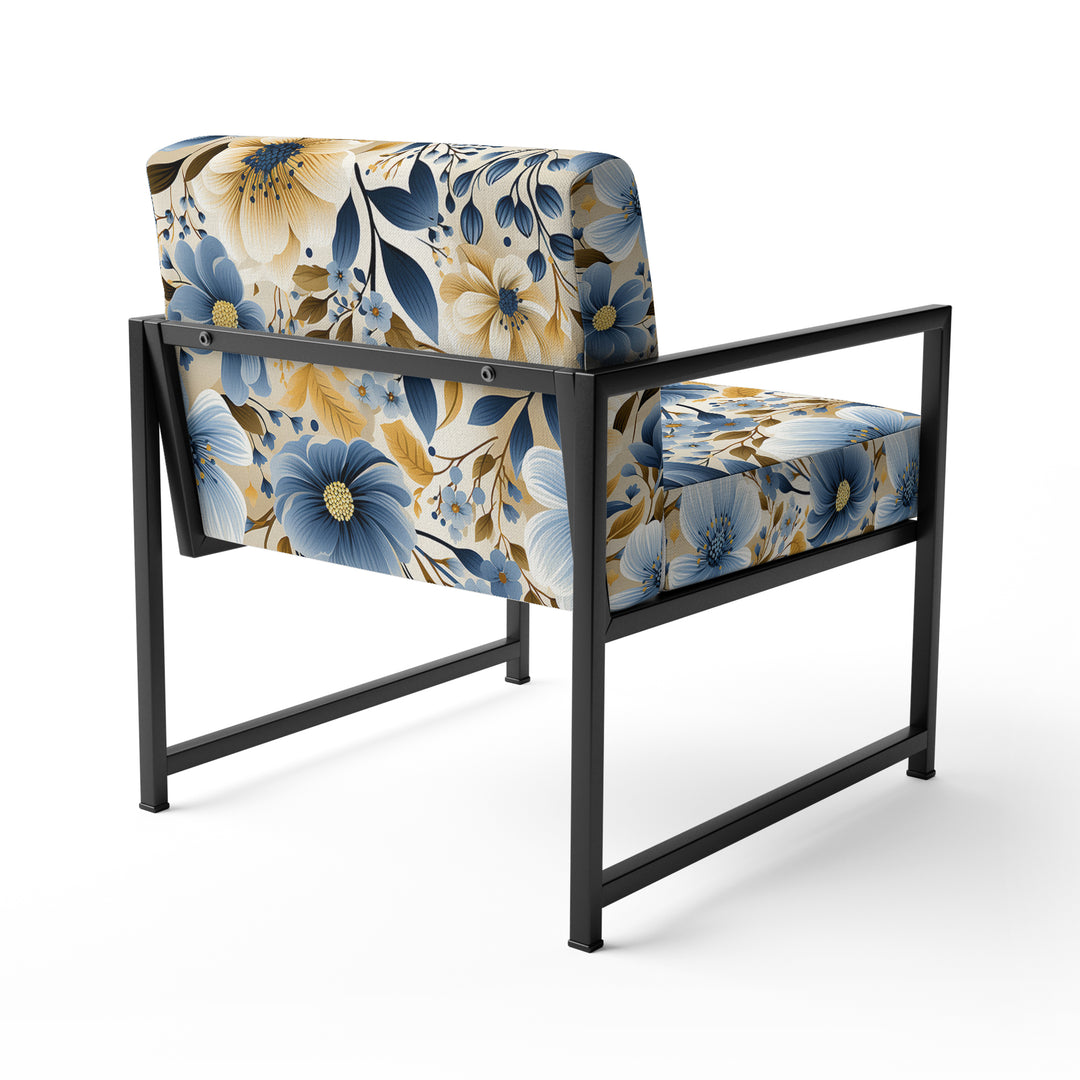 Blue &amp; Ivory Coastal Dreams Floral Pattern - Cottage Accent Slipper Chair