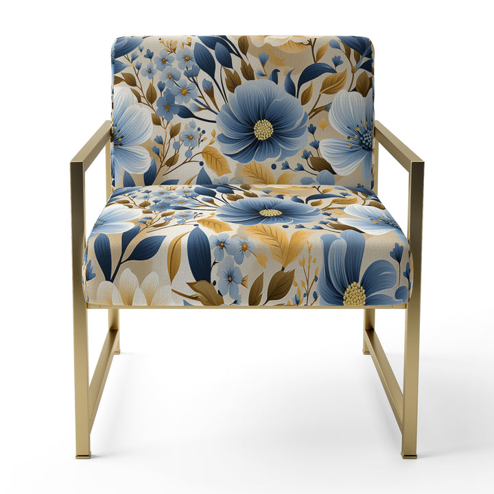 Blue &amp; Ivory Coastal Dreams Floral Pattern - Cottage Accent Slipper Chair