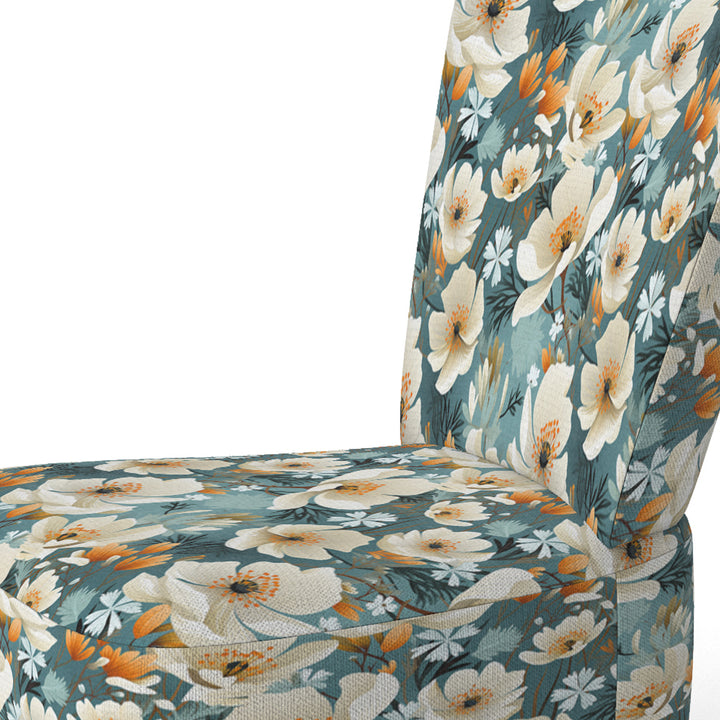 Ivory Coastal Blossoms Floral Pattern - Cottage Arm Chair