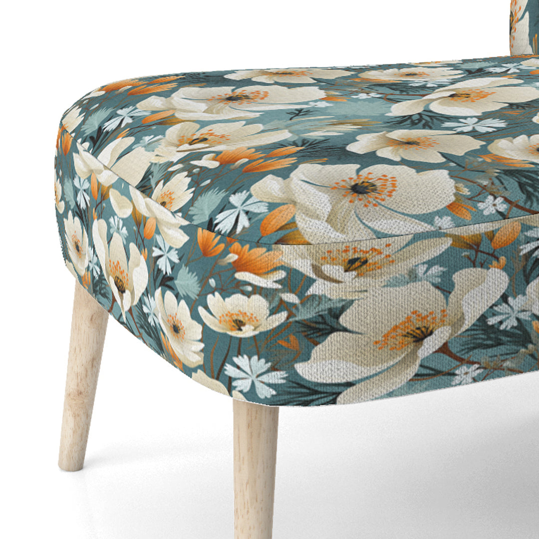 Ivory Coastal Blossoms Floral Pattern - Cottage Arm Chair