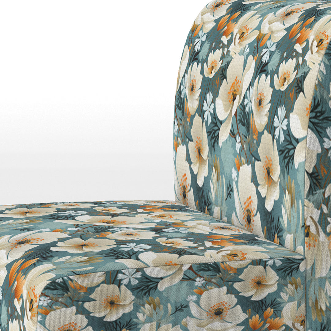 Ivory Coastal Blossoms Floral Pattern - Cottage Arm Chair