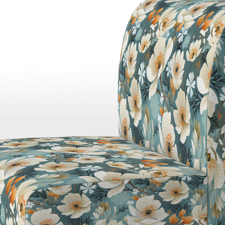 Ivory Coastal Blossoms Floral Pattern - Cottage Arm Chair