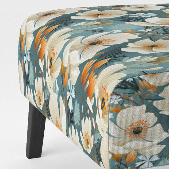 Ivory Coastal Blossoms Floral Pattern - Cottage Arm Chair