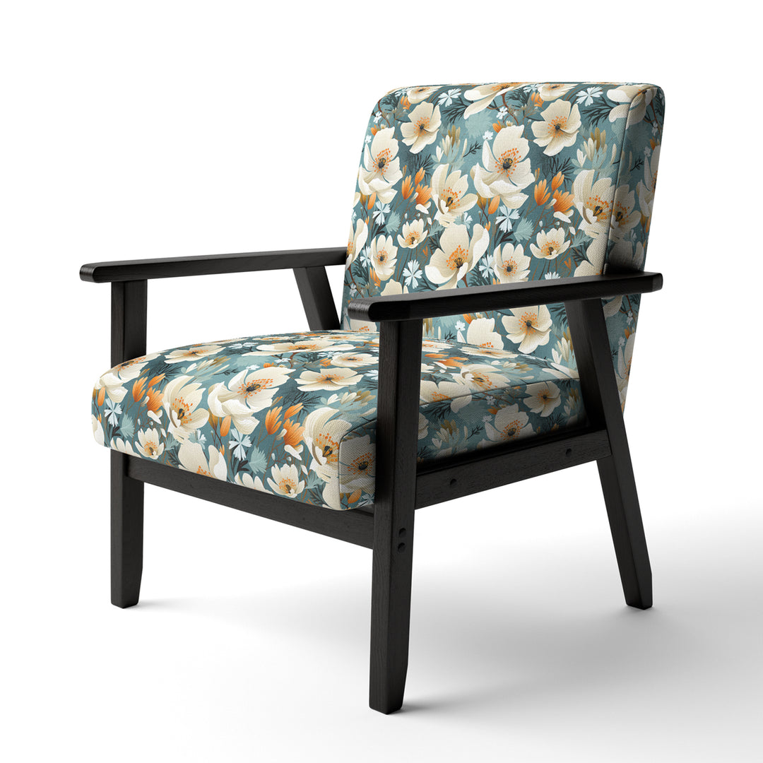 Ivory Coastal Blossoms Floral Pattern - Cottage Arm Chair