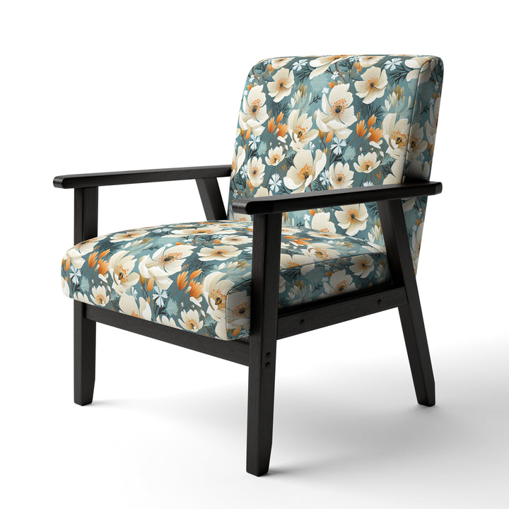 Ivory Coastal Blossoms Floral Pattern - Cottage Arm Chair