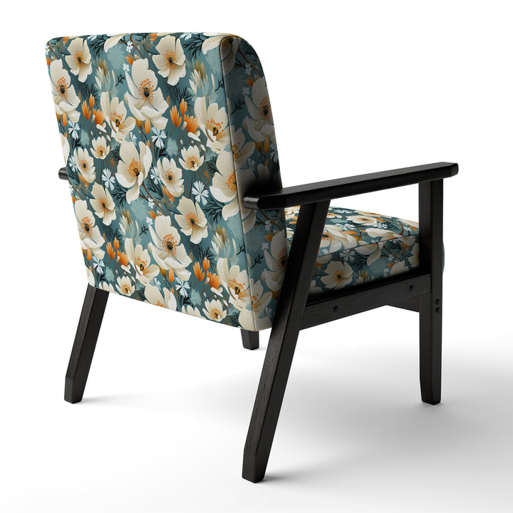 Ivory Coastal Blossoms Floral Pattern - Cottage Arm Chair