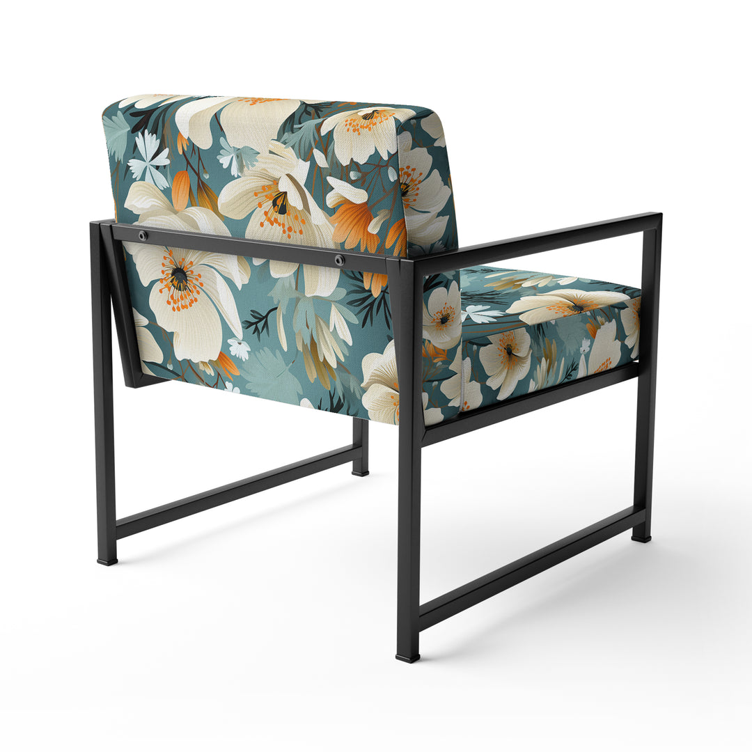 Ivory Coastal Blossoms Floral Pattern - Cottage Arm Chair
