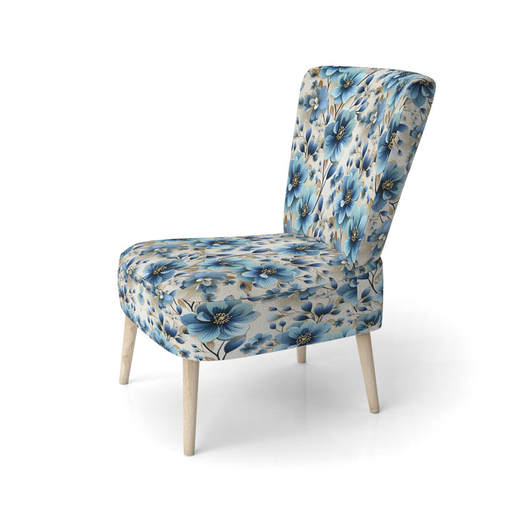 Blue Coastal Elegance Floral Pattern - Cottage Accent Side Chair