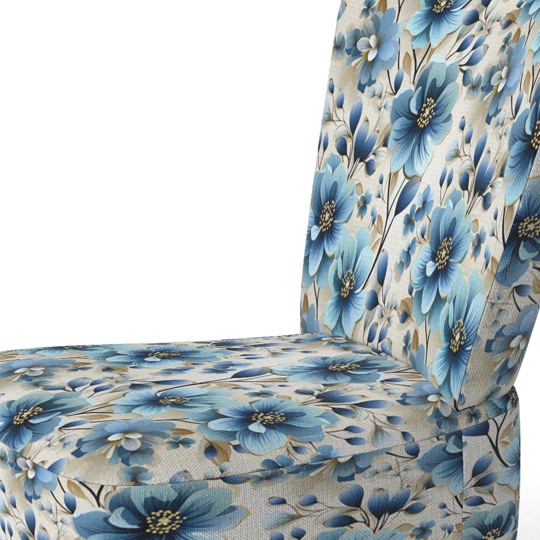 Blue Coastal Elegance Floral Pattern - Cottage Accent Side Chair
