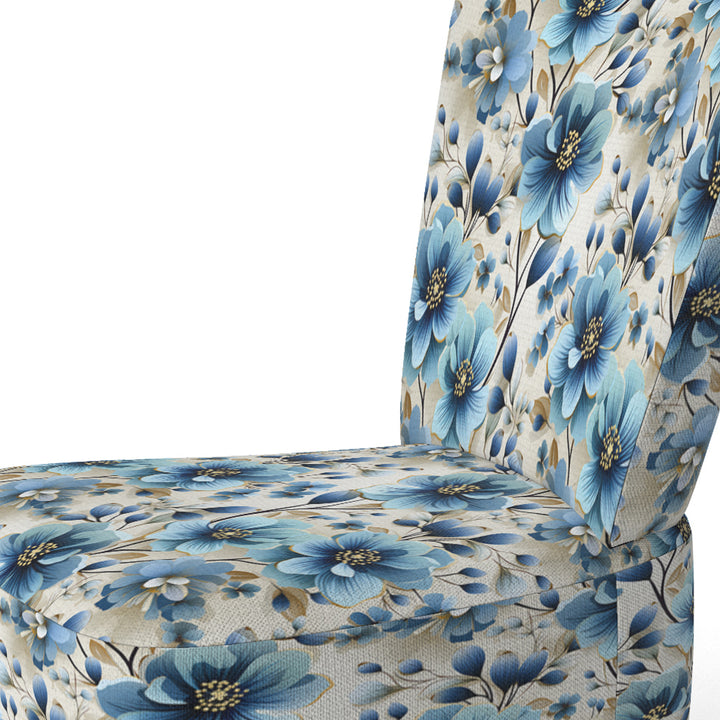 Blue Coastal Elegance Floral Pattern - Cottage Accent Side Chair