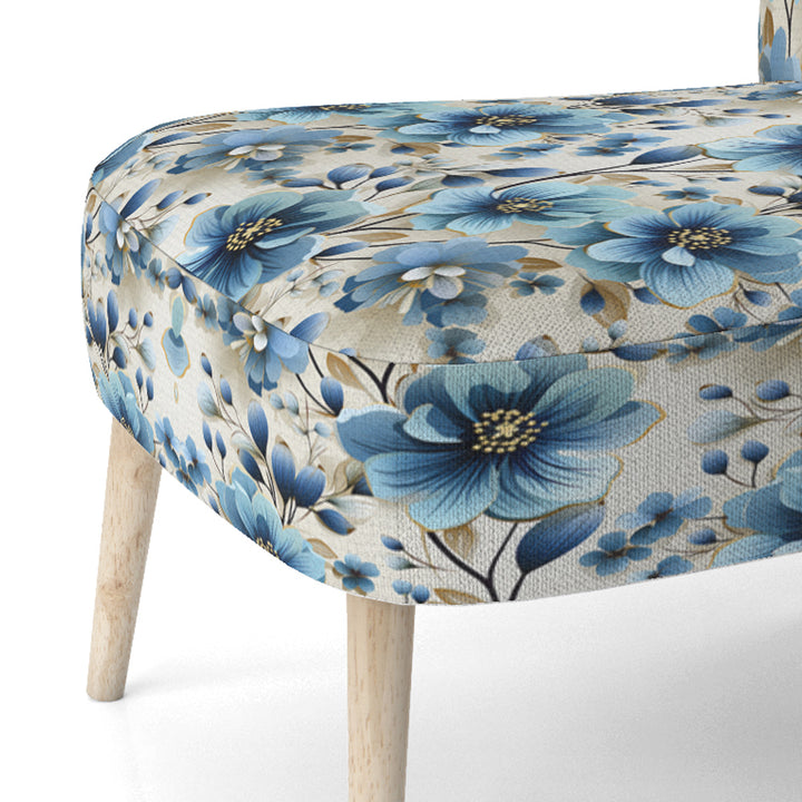 Blue Coastal Elegance Floral Pattern - Cottage Accent Side Chair
