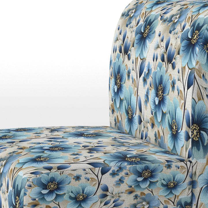 Blue Coastal Elegance Floral Pattern - Cottage Accent Side Chair