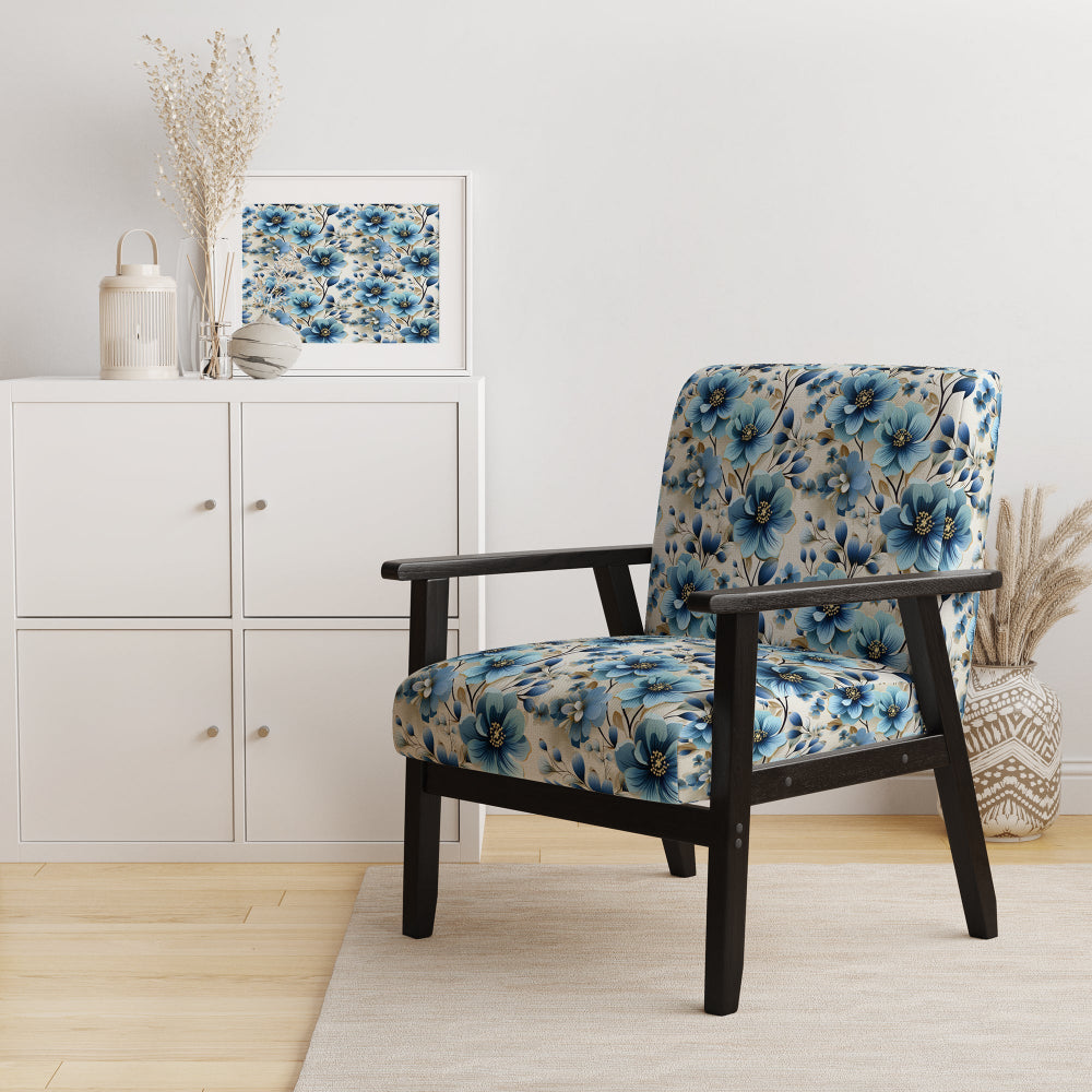 Blue Coastal Elegance Floral Pattern - Cottage Accent Side Chair