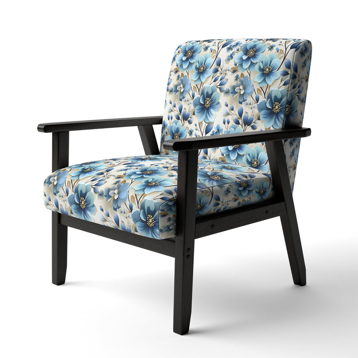 Blue Coastal Elegance Floral Pattern - Cottage Accent Side Chair