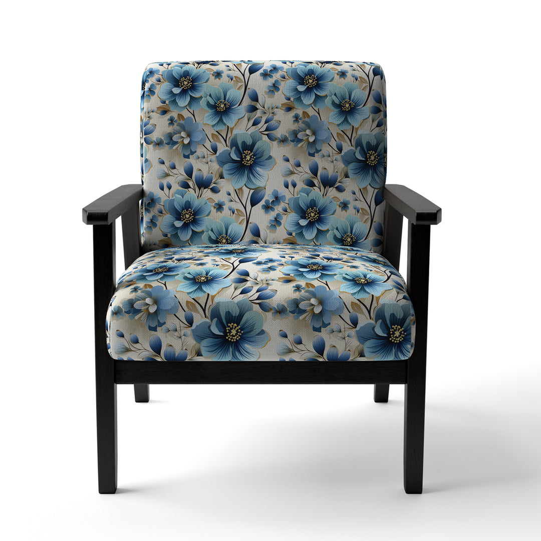 Blue Coastal Elegance Floral Pattern - Cottage Accent Side Chair