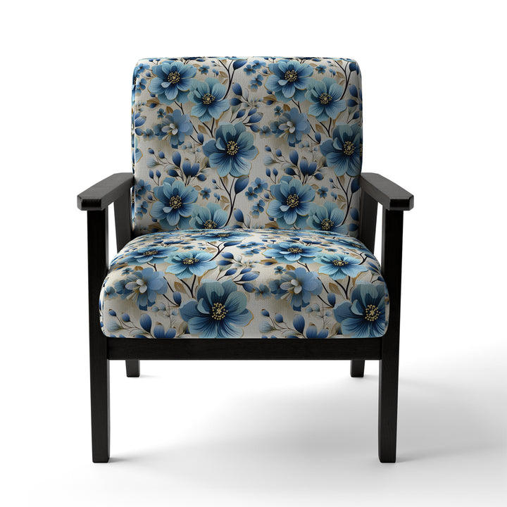 Blue Coastal Elegance Floral Pattern - Cottage Accent Side Chair