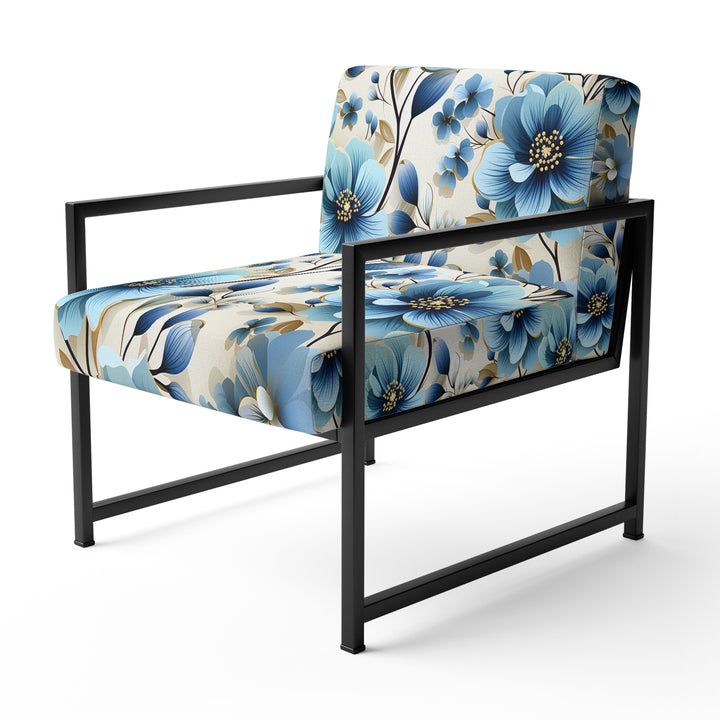 Blue Coastal Elegance Floral Pattern - Cottage Accent Side Chair