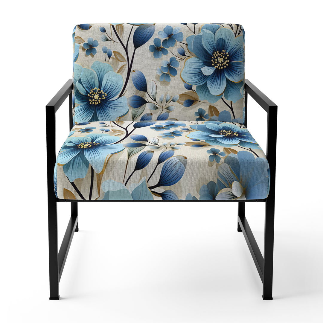Blue Coastal Elegance Floral Pattern - Cottage Accent Side Chair