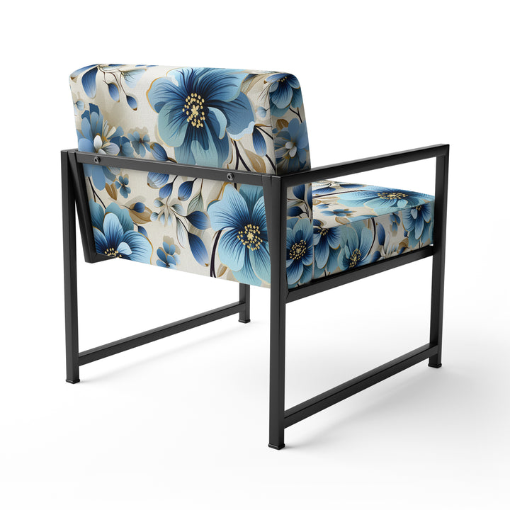 Blue Coastal Elegance Floral Pattern - Cottage Accent Side Chair