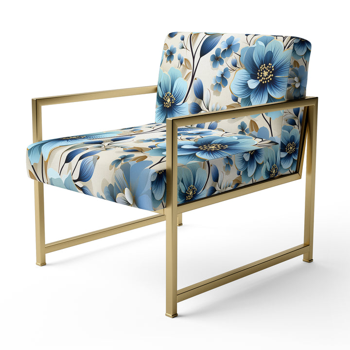 Blue Coastal Elegance Floral Pattern - Cottage Accent Side Chair