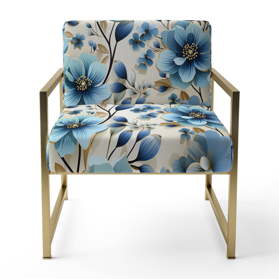 Blue Coastal Elegance Floral Pattern - Cottage Accent Side Chair