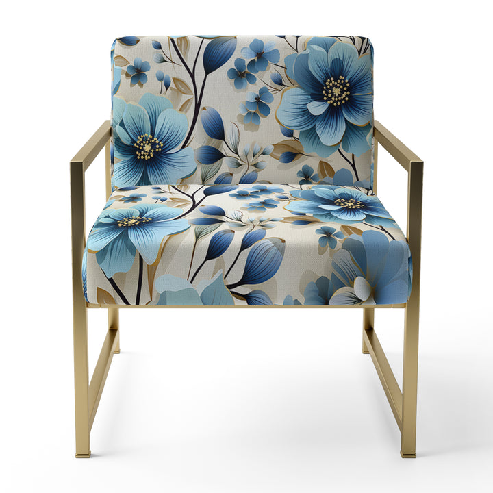 Blue Coastal Elegance Floral Pattern - Cottage Accent Side Chair