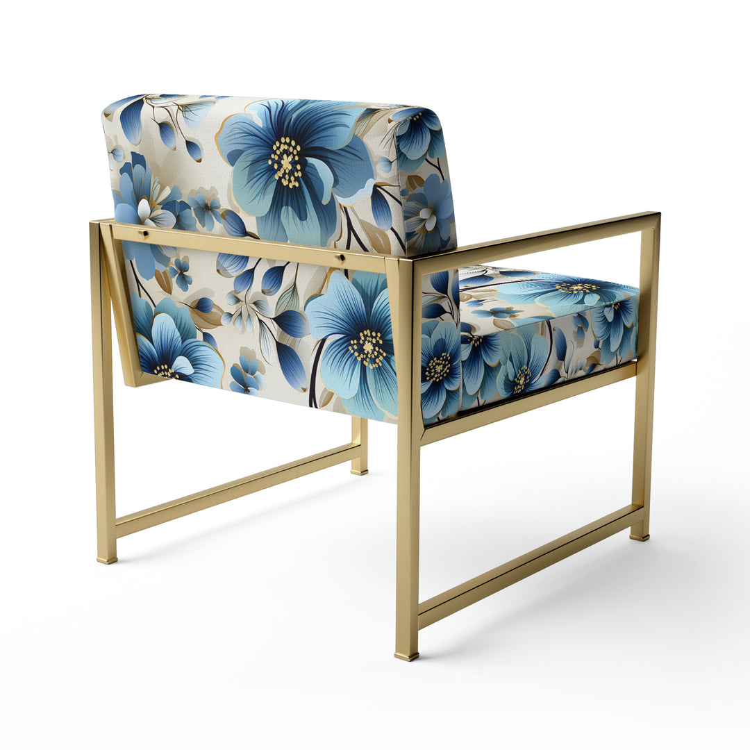 Blue Coastal Elegance Floral Pattern - Cottage Accent Side Chair