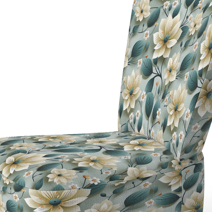 Teal &amp; Ivory Coastal Elegance Floral Pattern - Upholstered Cottage Accent Chairs