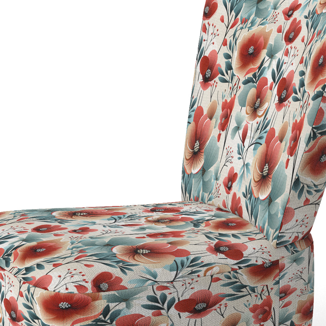 Blue &amp; Red Coastal Elegance Floral Pattern - Cottage Arm Chair