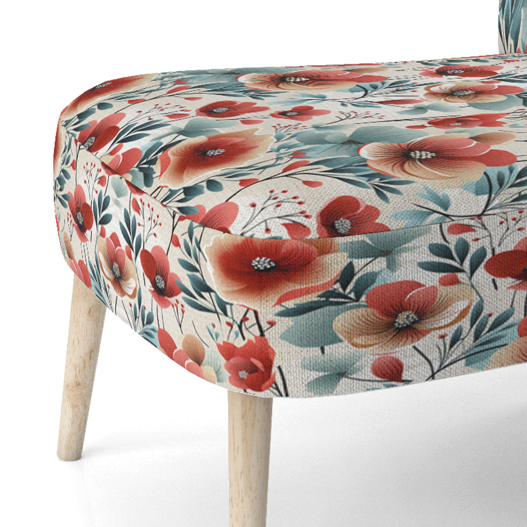Blue &amp; Red Coastal Elegance Floral Pattern - Cottage Arm Chair