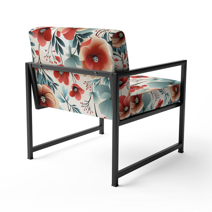 Blue &amp; Red Coastal Elegance Floral Pattern - Cottage Arm Chair