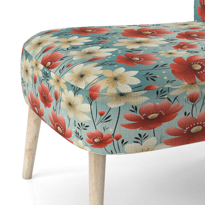Red Coastal Harmony Floral Pattern - Cottage Arm Chair