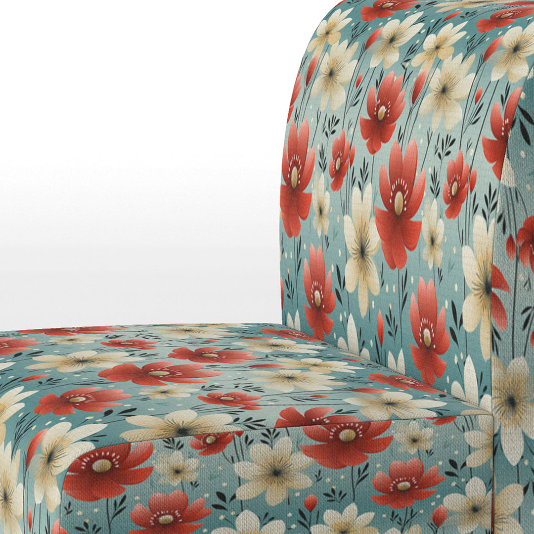 Red Coastal Harmony Floral Pattern - Cottage Arm Chair