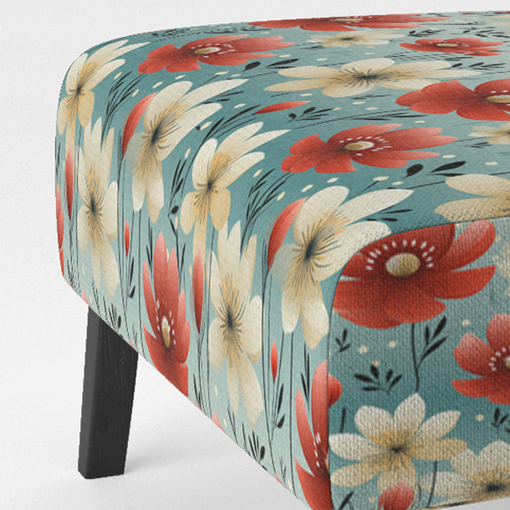 Red Coastal Harmony Floral Pattern - Cottage Arm Chair