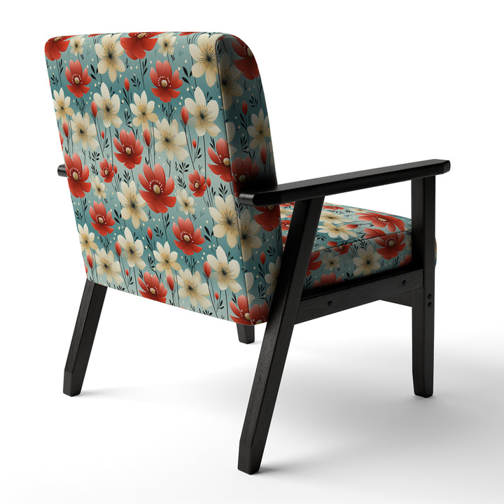 Red Coastal Harmony Floral Pattern - Cottage Arm Chair