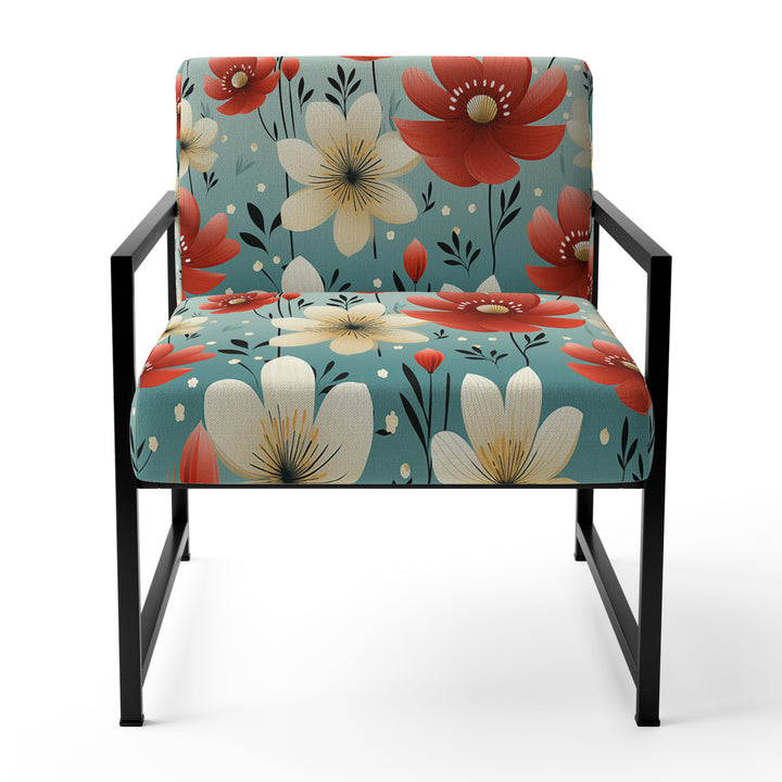 Red Coastal Harmony Floral Pattern - Cottage Arm Chair