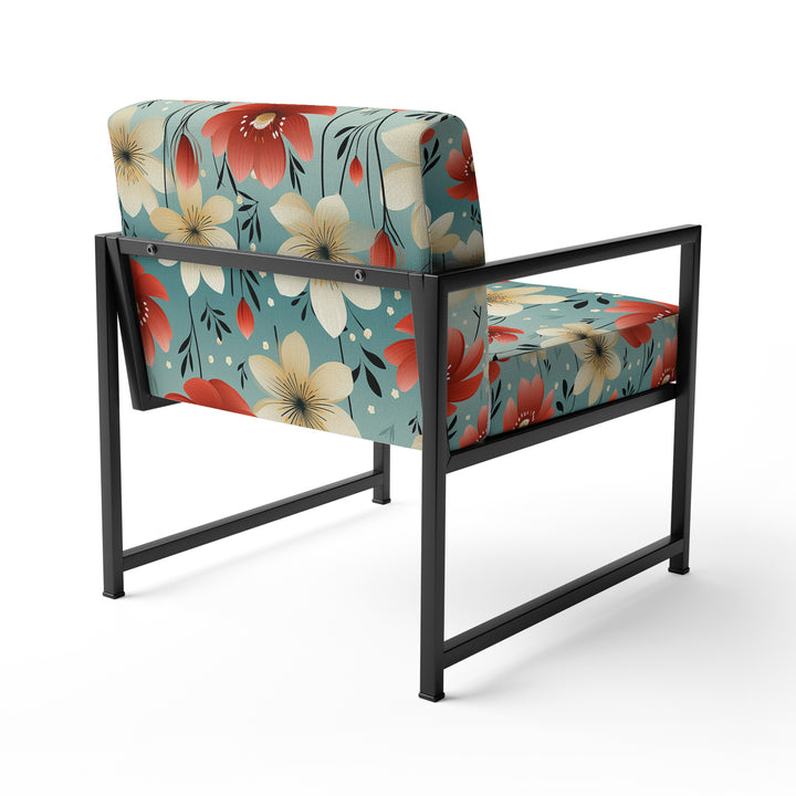 Red Coastal Harmony Floral Pattern - Cottage Arm Chair